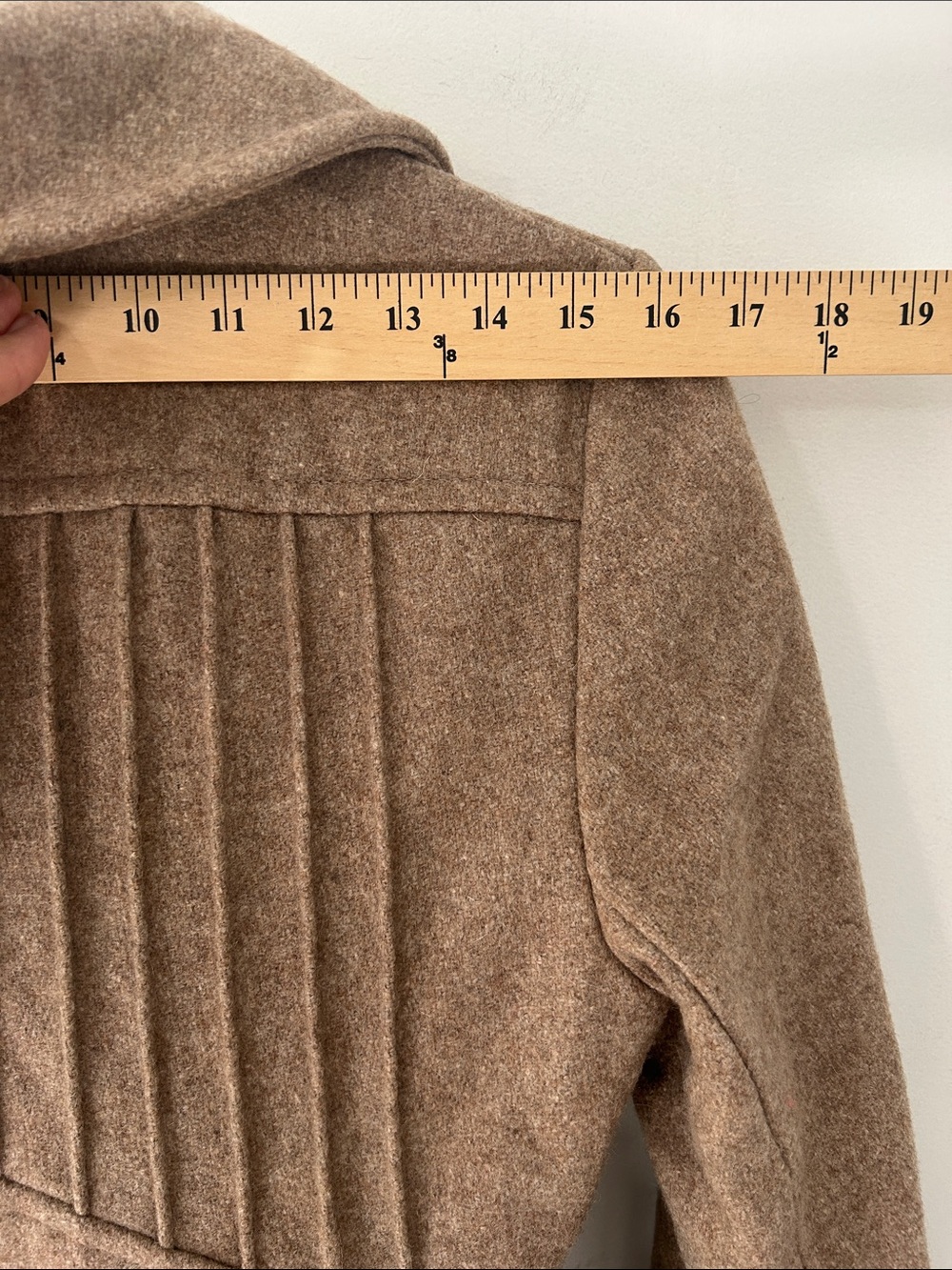 Vintage Wool Trench Coat Long Fit & Flare Belted Button Detail & Detachable Hood - Picture 14 of 16